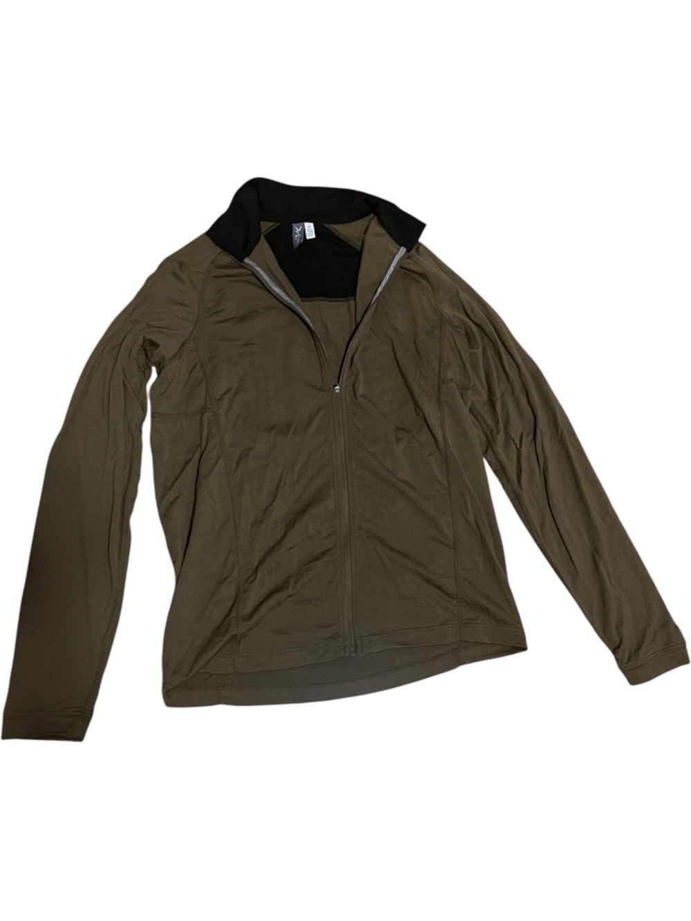 ibex Olive Green Men’s Lightweight Full-Zip Shirt Jacket with Black Collar